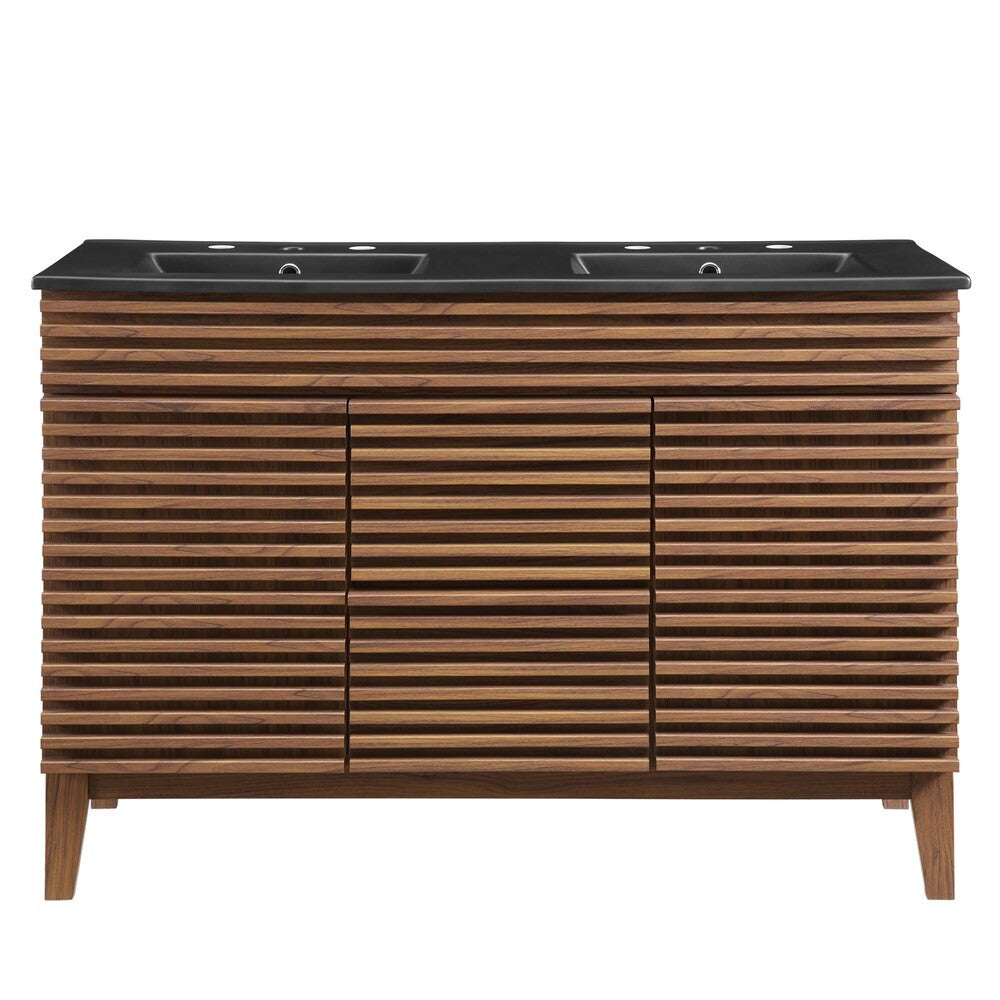 EEI-5381-WAL-BLK Render 48" Double Sink Bathroom Vanity by Modway