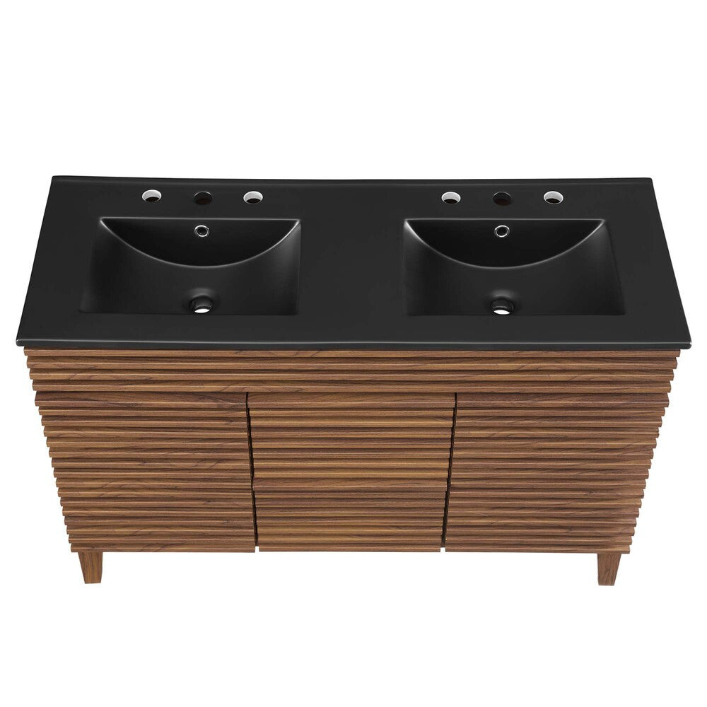 EEI-5381-WAL-BLK Render 48" Double Sink Bathroom Vanity by Modway