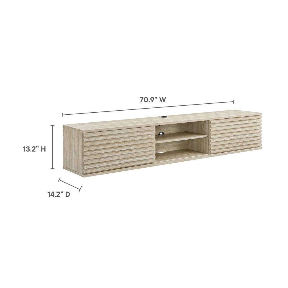 EEI-6965-TRA Render 70" Faux Travertine Wall-Mount Media Console TV Stand by Modway