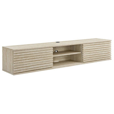 Modway EEI-6965-TRA Render 70" Faux Travertine Wall-Mount Media Console TV Stand Travertine