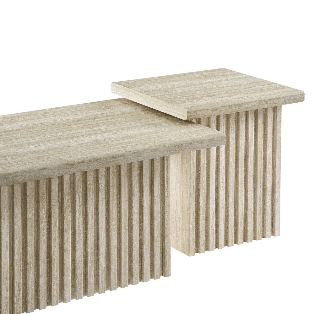 EEI-6970-TRA Render Nesting Faux Travertine Coffee Tables Set of 2 by Modway