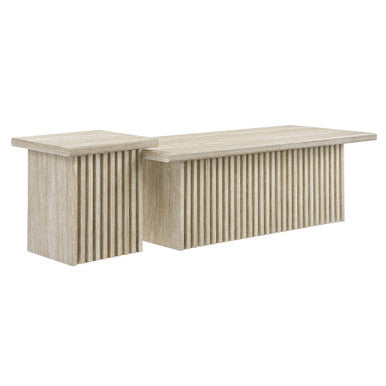 Modway EEI-6970-TRA Render Nesting Faux Travertine Coffee Tables Set of 2 Travertine