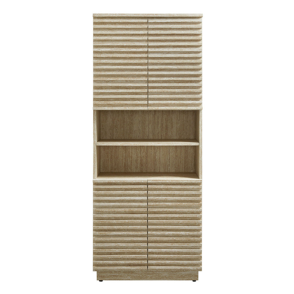 EEI-7179-TRA Render Tall Faux Travertine Linen Storage Cabinet by Modway