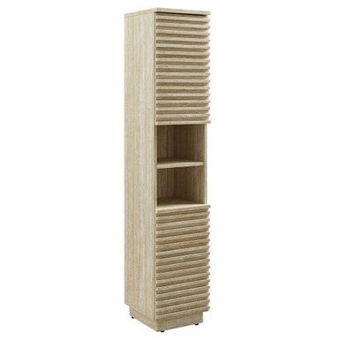 Modway EEI-7178-TRA Render Tall Narrow Faux Travertine Linen Storage Cabinet Travertine