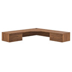 Modway EEI-6181-WAL Render Wall Mount Corner Office Desk Walnut