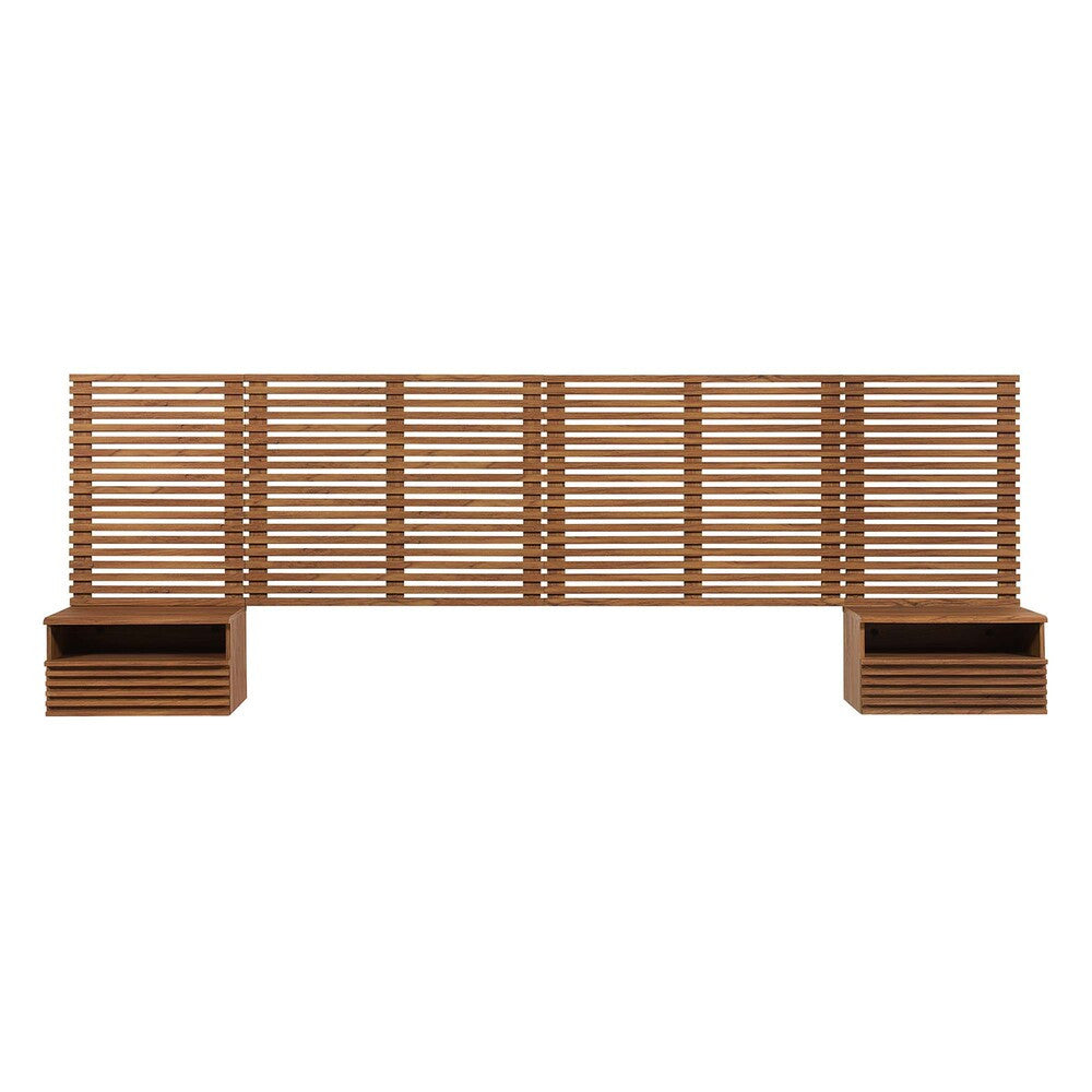 MOD-7117-WAL Render Wall Mount King Headboard and Modern Nightstands by Modway