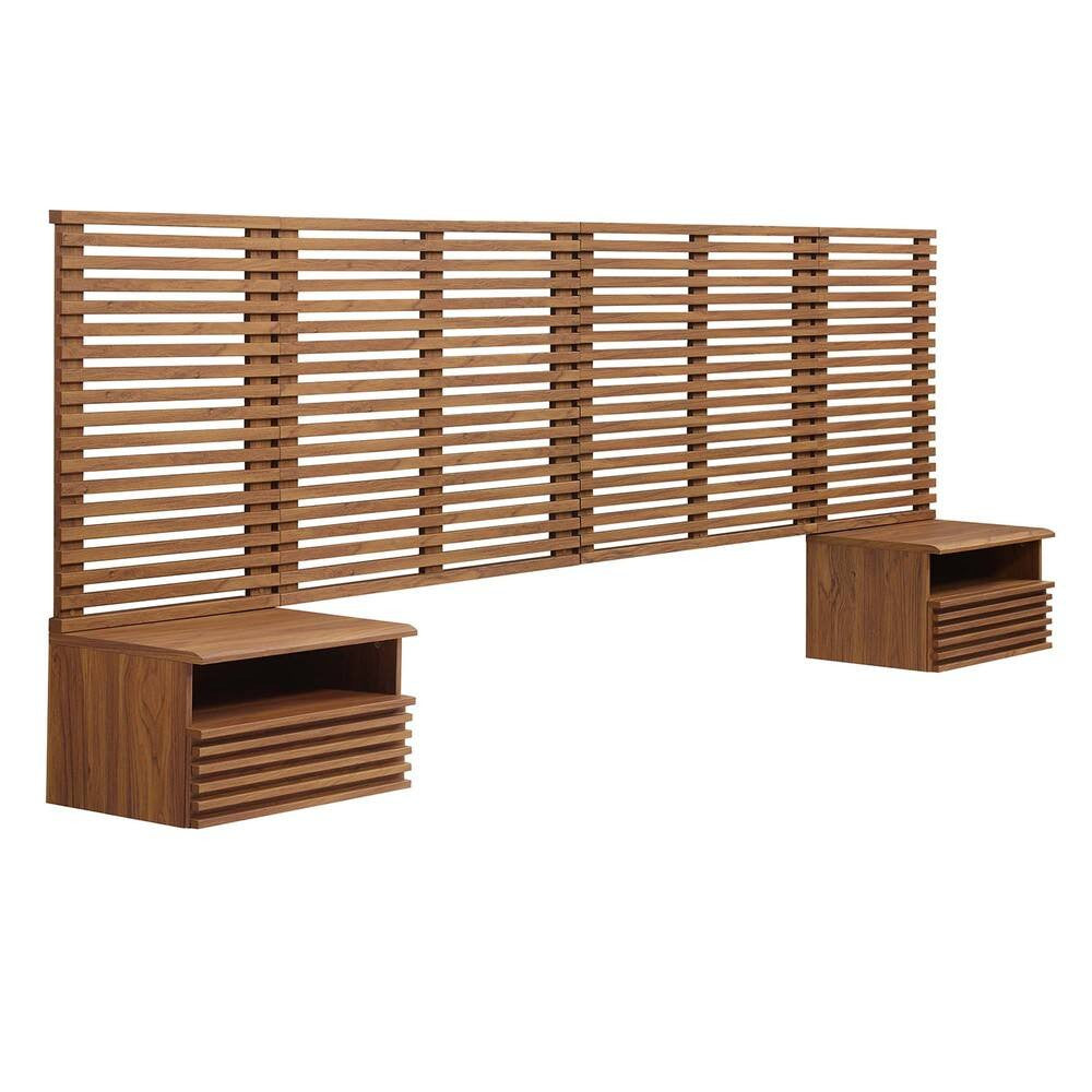 MOD-7117-WAL Render Wall Mount King Headboard and Modern Nightstands by Modway