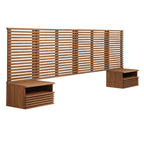 Modway MOD-7117-WAL Render Wall Mount King Headboard and Modern Nightstands Walnut