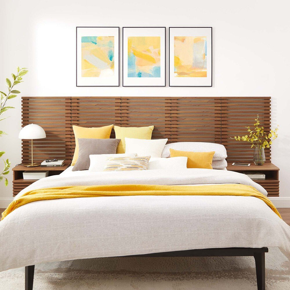 MOD-7116-WAL Render Wall Mount Queen Headboard and Modern Nightstands by Modway