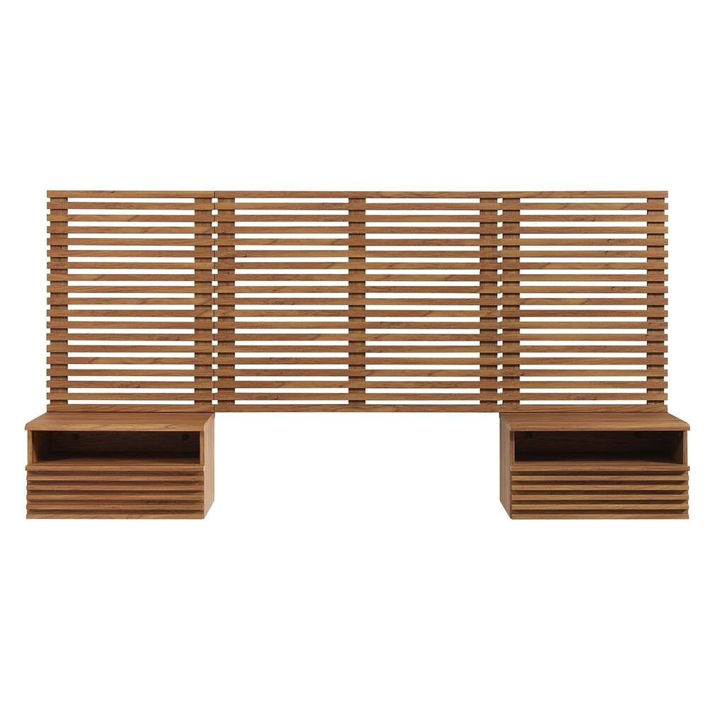 MOD-7115-WAL Render Wall Mount Twin Headboard and Modern Nightstands by Modway