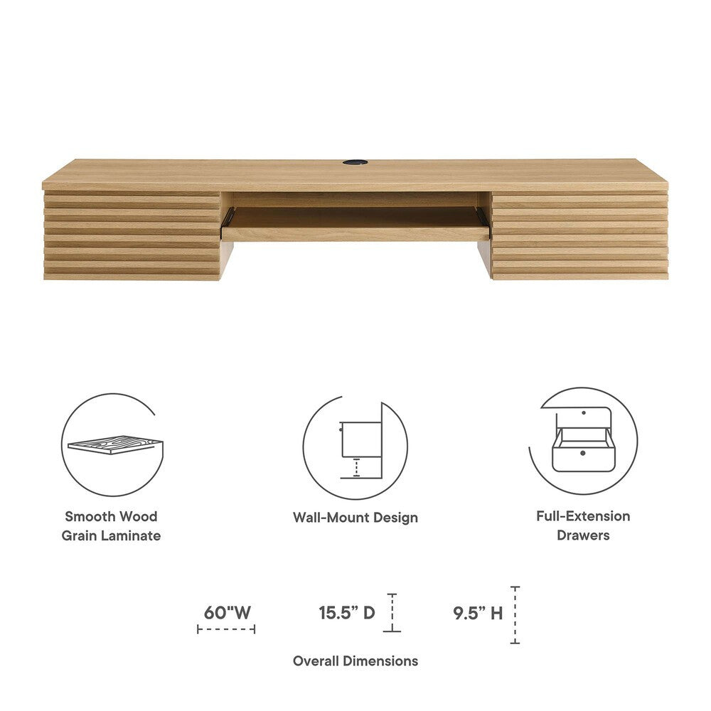 EEI-5865 Render Wall Mount Wood Office Desk by Modway