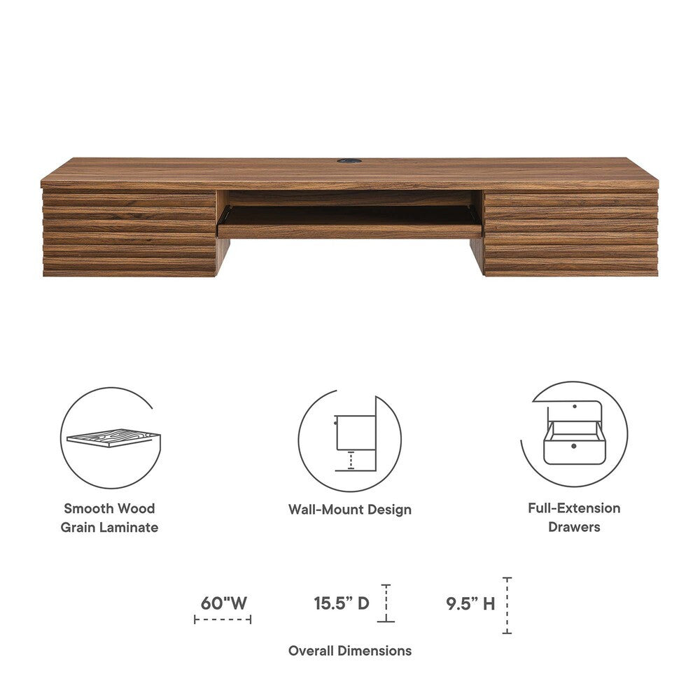 EEI-5865 Render Wall Mount Wood Office Desk by Modway