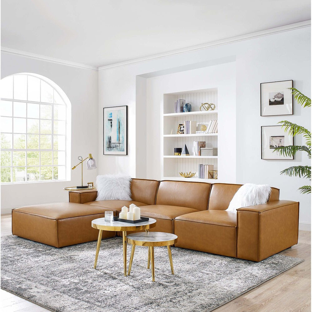 EEI-4709-TAN Restore 4-Piece Vegan Leather Sectional Sofa by Modway