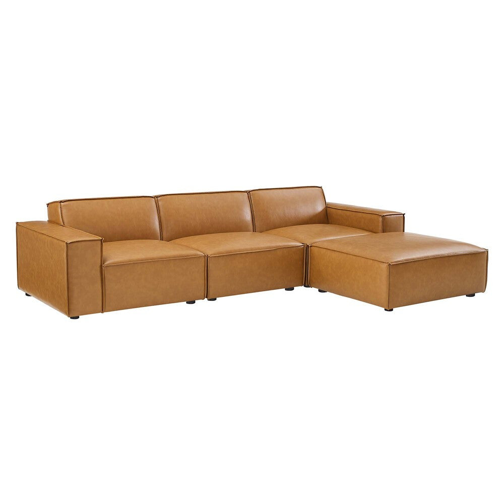 EEI-4709-TAN Restore 4-Piece Vegan Leather Sectional Sofa by Modway