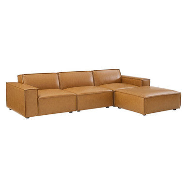Modway EEI-4709-TAN Restore 4-Piece Vegan Leather Sectional Sofa Tan