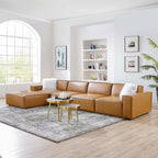 EEI-4711-TAN Restore 5-Piece Vegan Leather Sectional Sofa by Modway