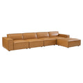 Modway EEI-4711-TAN Restore 5-Piece Vegan Leather Sectional Sofa Tan