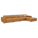 Modway EEI-4711-TAN Restore 5-Piece Vegan Leather Sectional Sofa Tan