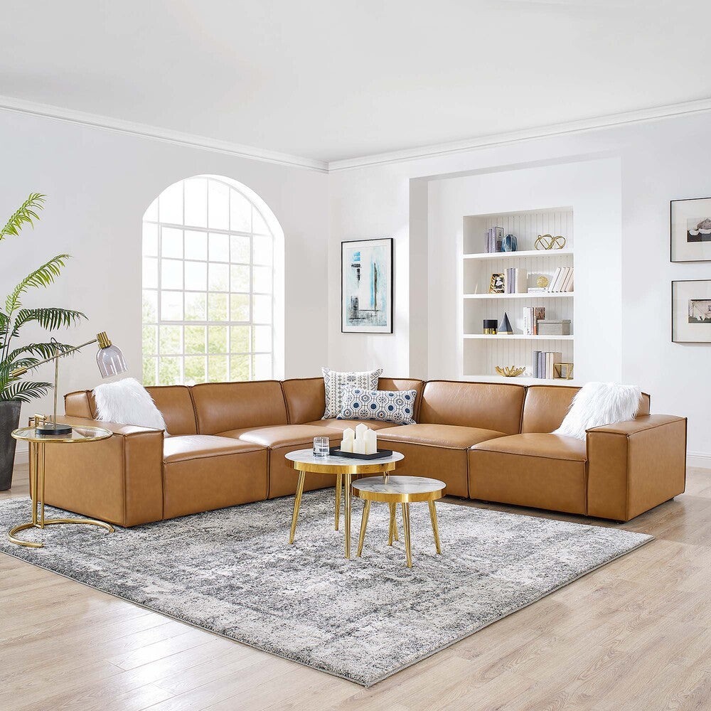 EEI-4712-TAN Restore 5-Piece Vegan Leather Sectional Sofa by Modway