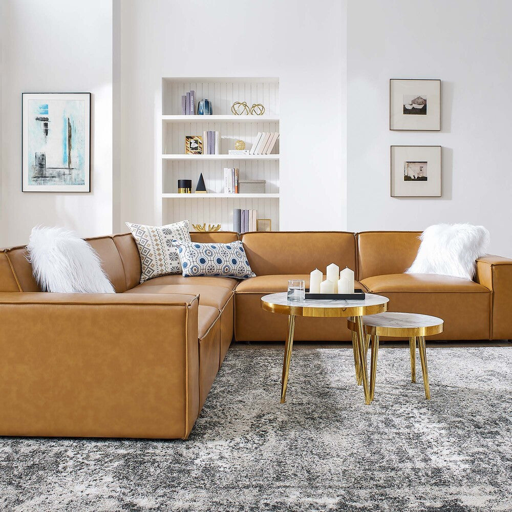 EEI-4712-TAN Restore 5-Piece Vegan Leather Sectional Sofa by Modway