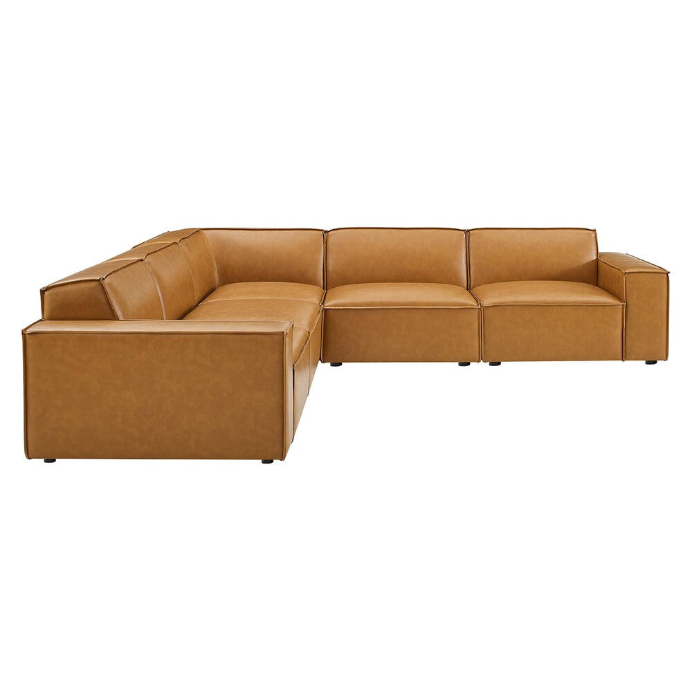 EEI-4712-TAN Restore 5-Piece Vegan Leather Sectional Sofa by Modway