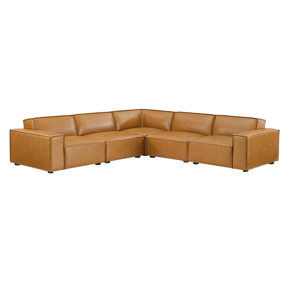 EEI-4712-TAN Restore 5-Piece Vegan Leather Sectional Sofa by Modway