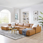 EEI-4713-TAN Restore 6-Piece Vegan Leather Sectional Sofa by Modway