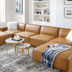 EEI-4713-TAN Restore 6-Piece Vegan Leather Sectional Sofa by Modway