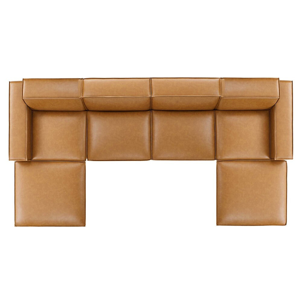 EEI-4713-TAN Restore 6-Piece Vegan Leather Sectional Sofa by Modway