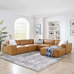 EEI-4714-TAN Restore 6-Piece Vegan Leather Sectional Sofa by Modway