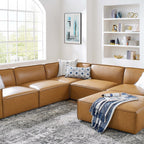 EEI-4714-TAN Restore 6-Piece Vegan Leather Sectional Sofa by Modway