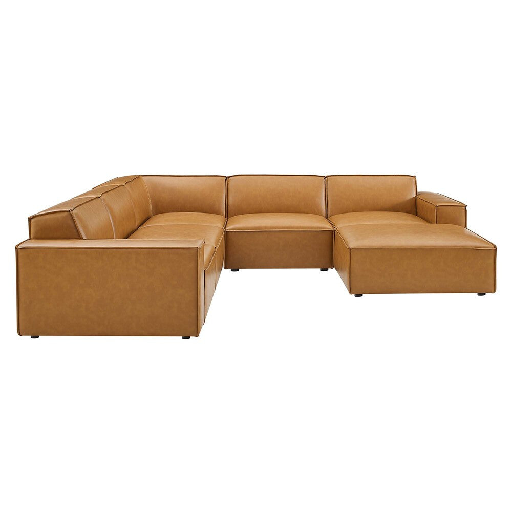 EEI-4714-TAN Restore 6-Piece Vegan Leather Sectional Sofa by Modway