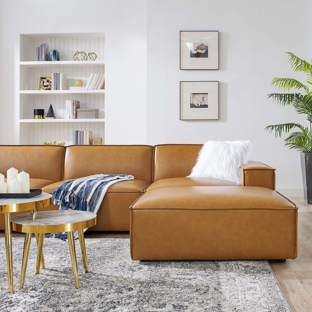 EEI-4716-TAN Restore 7-Piece Vegan Leather Sectional Sofa by Modway