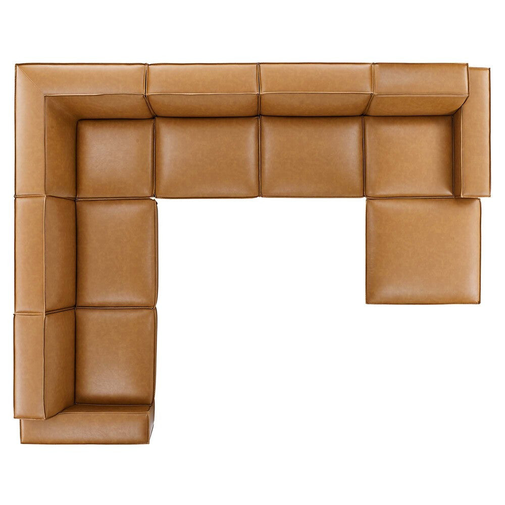 EEI-4716-TAN Restore 7-Piece Vegan Leather Sectional Sofa by Modway