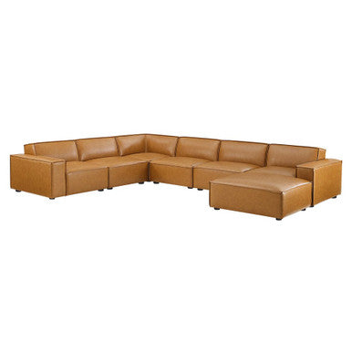 Modway EEI-4716-TAN Restore 7-Piece Vegan Leather Sectional Sofa Tan