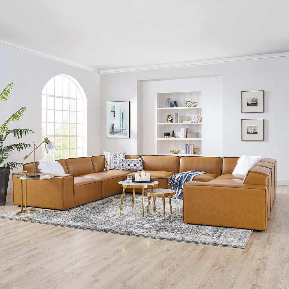 EEI-4717-TAN Restore 8-Piece Vegan Leather Sectional Sofa by Modway
