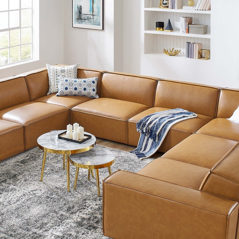 EEI-4717-TAN Restore 8-Piece Vegan Leather Sectional Sofa by Modway