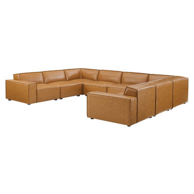 Modway EEI-4717-TAN Restore 8-Piece Vegan Leather Sectional Sofa Tan