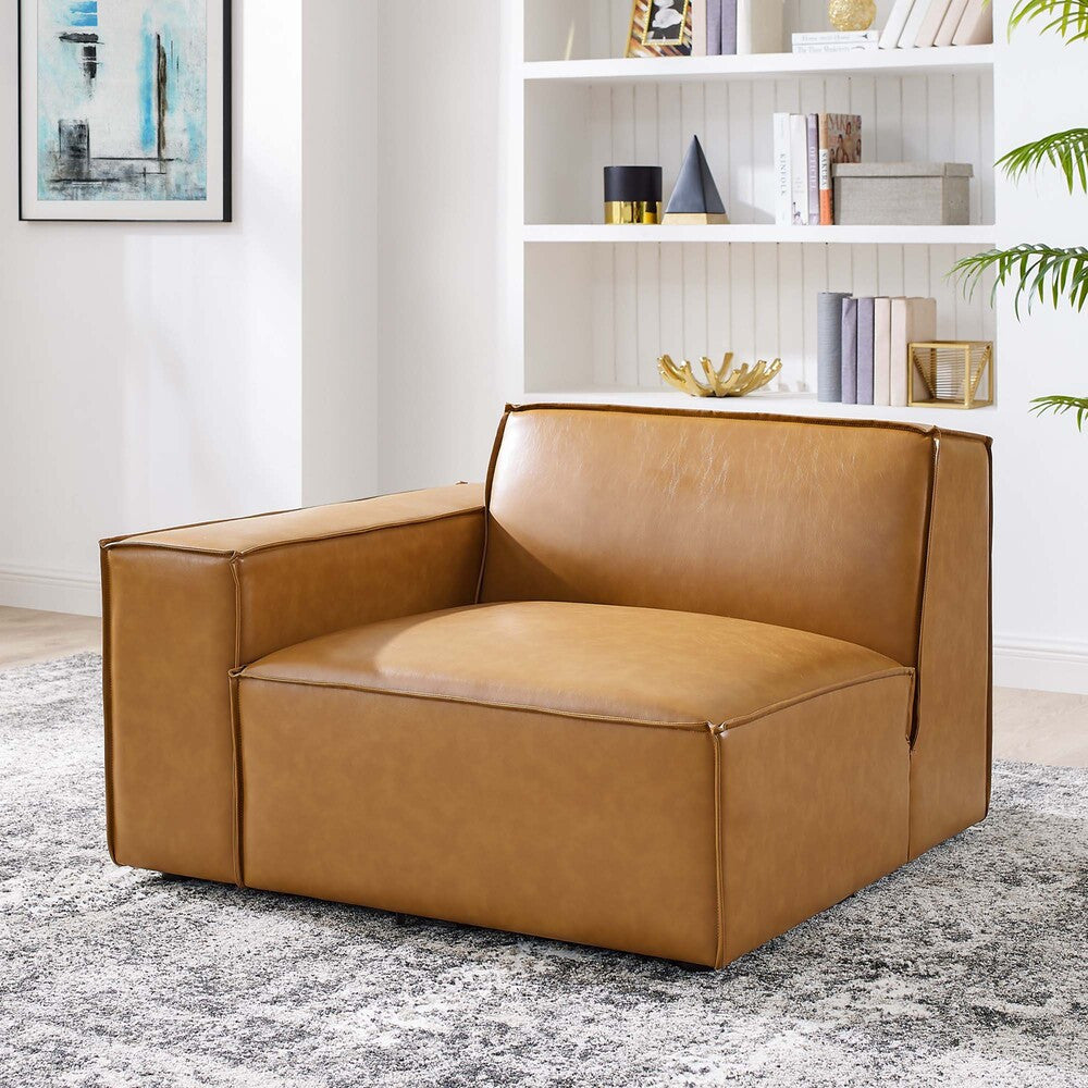 EEI-4492-TAN Restore Left-Arm Vegan Leather Sectional Sofa Chair by Modway