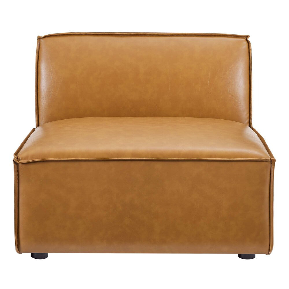 EEI-4495-TAN Restore Vegan Leather Sectional Sofa Armless Chair by Modway