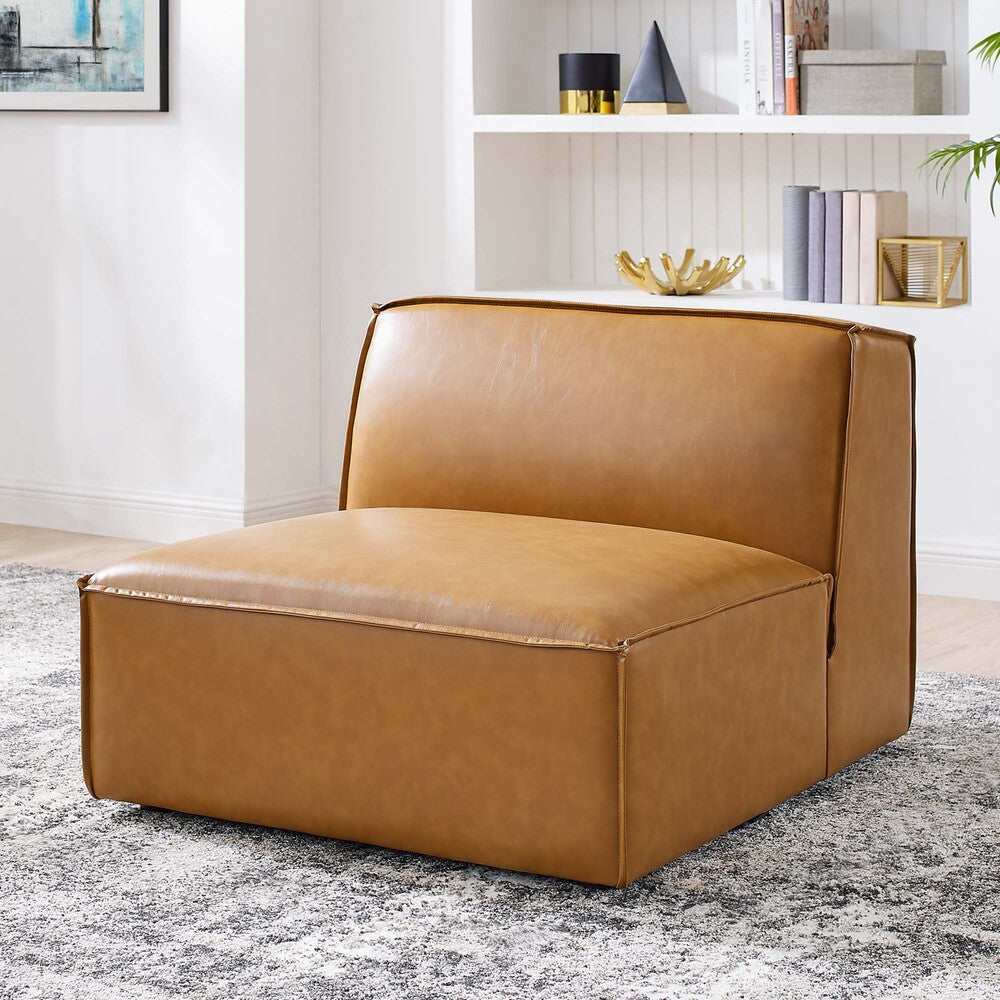 EEI-4495-TAN Restore Vegan Leather Sectional Sofa Armless Chair by Modway