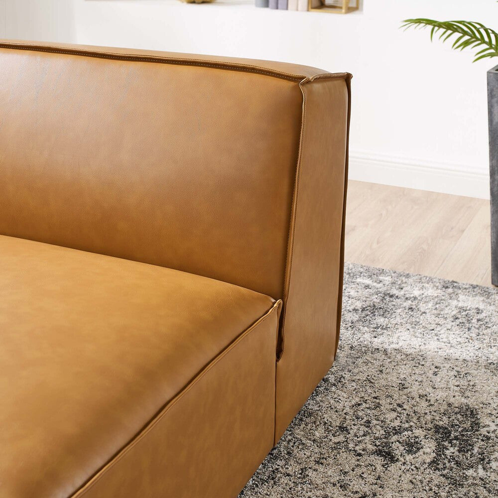 EEI-4495-TAN Restore Vegan Leather Sectional Sofa Armless Chair by Modway