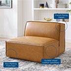 EEI-4495-TAN Restore Vegan Leather Sectional Sofa Armless Chair by Modway