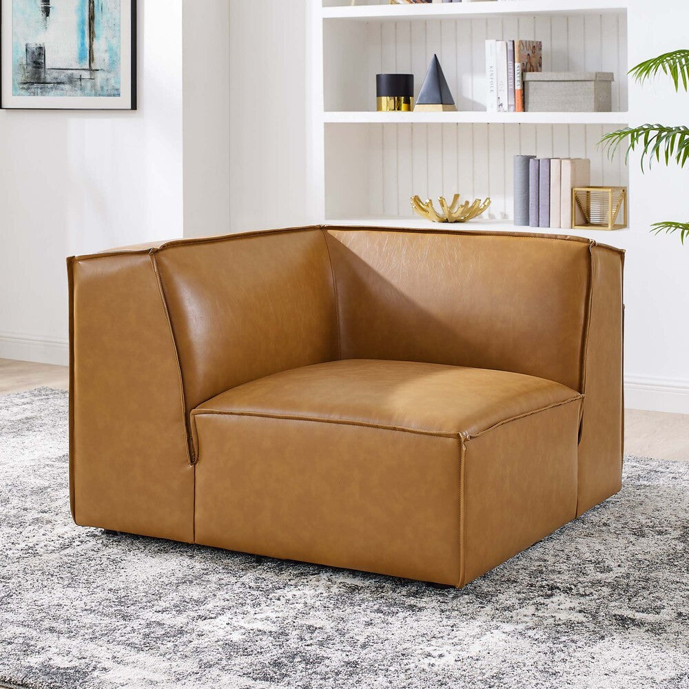 EEI-4494-TAN Restore Vegan Leather Sectional Sofa Corner Chair by Modway