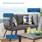 EEI-3781-SLA-CHA Riverside 2 Piece Outdoor Patio Aluminum Sectional Sofa Set by Modway