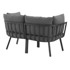 EEI-3781-SLA-CHA Riverside 2 Piece Outdoor Patio Aluminum Sectional Sofa Set by Modway