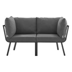 EEI-3781-SLA-CHA Riverside 2 Piece Outdoor Patio Aluminum Sectional Sofa Set by Modway