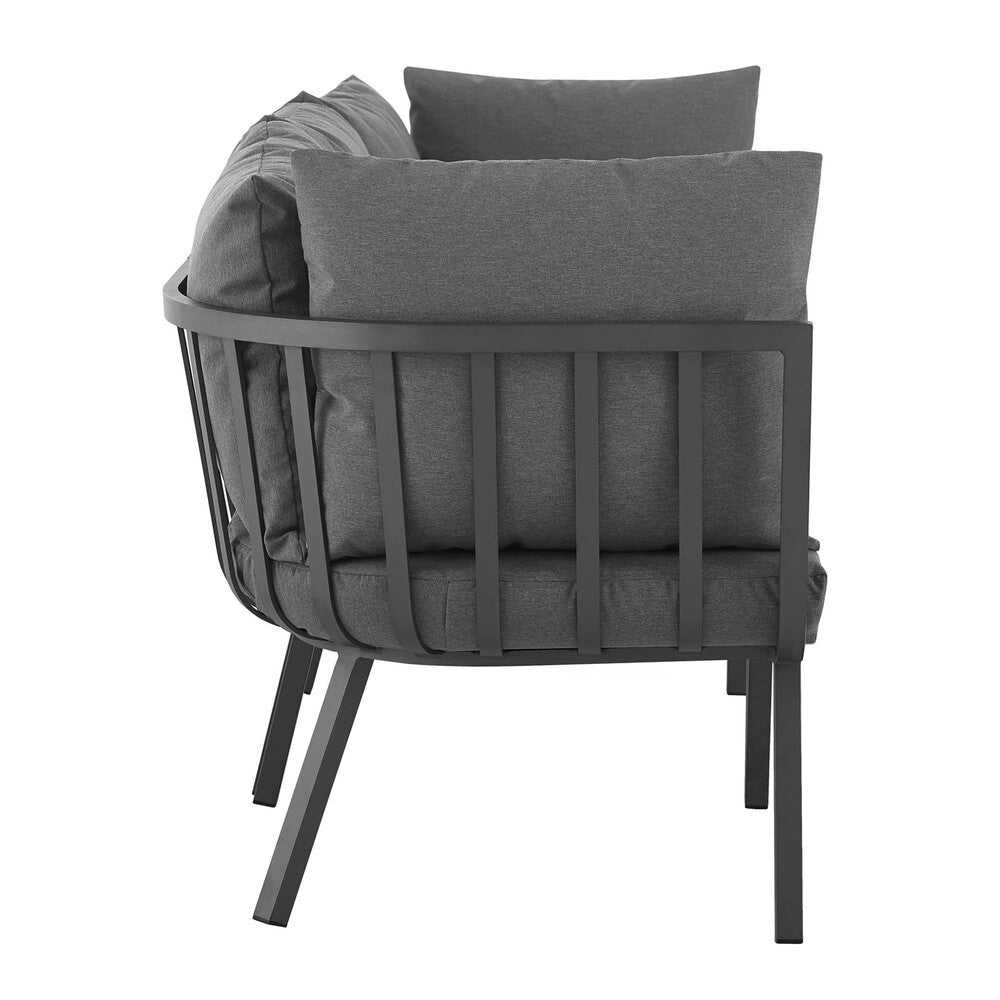EEI-3782-SLA-CHA Riverside 3 Piece Outdoor Patio Aluminum Sectional Sofa Set by Modway
