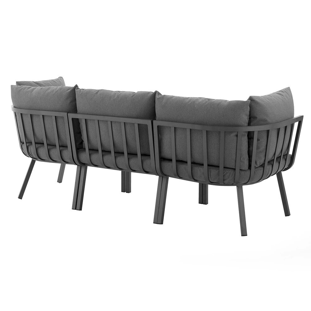 EEI-3782-SLA-CHA Riverside 3 Piece Outdoor Patio Aluminum Sectional Sofa Set by Modway
