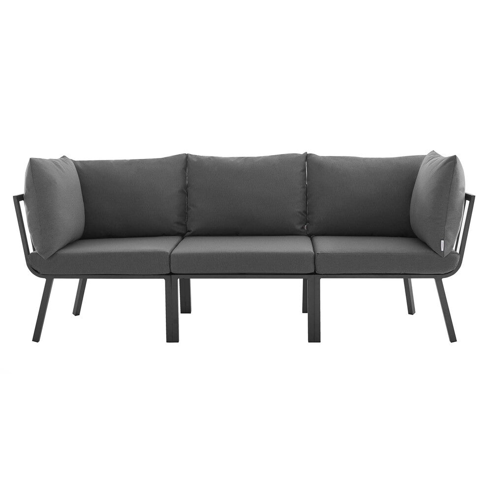 EEI-3782-SLA-CHA Riverside 3 Piece Outdoor Patio Aluminum Sectional Sofa Set by Modway